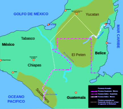 מה נהרות הם הגבול של מקסיקו?