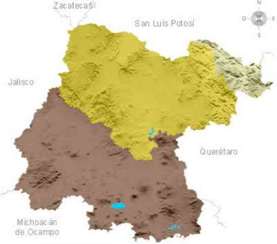 Ανακούφιση από τα κύρια χαρακτηριστικά του Guanajuato
