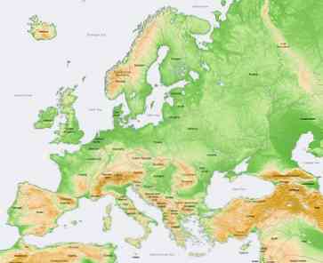 Облекчаване на характеристиките и формите на Европа