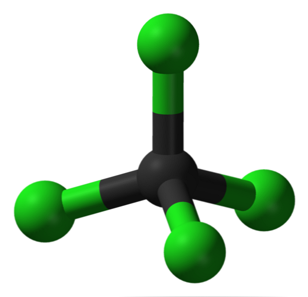 Oglekļa tetrahlorīda (CCl4) struktūra, īpašības, pielietojums, toksicitāte