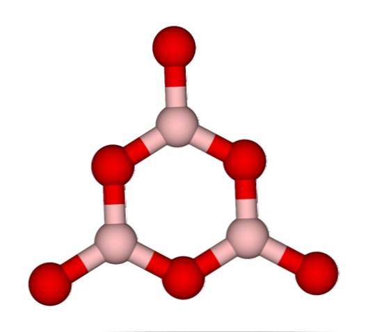 Boorioksidin (B2O3) rakenne, ominaisuudet, nimikkeistö ja käyttö